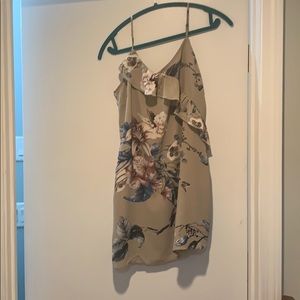 Floral tan mini  dress